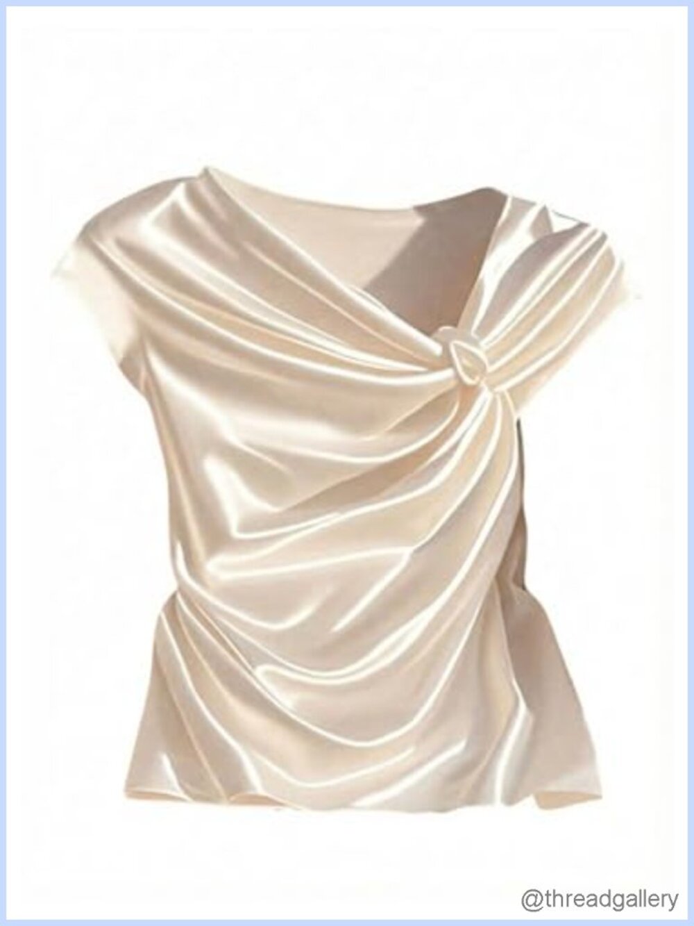 Plus Size Satin Blouse Cap Sleeve Twist Ruched Work Top